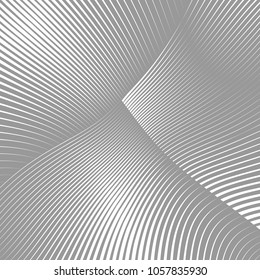 Abstract warped Diagonal Striped Background . Vector curved twisted slanting, waved lines texture