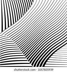 Abstract warped Diagonal Striped Background . Vector curved twisted slanting, waved lines texture