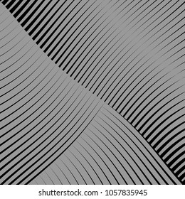 Abstract warped Diagonal Striped Background . Vector curved twisted slanting, waved lines texture