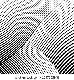 Abstract warped Diagonal Striped Background . Vector curved twisted slanting, waved lines texture
