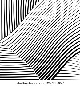 Abstract warped Diagonal Striped Background . Vector curved twisted slanting, waved lines texture