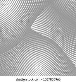 Abstract warped Diagonal Striped Background . Vector curved twisted slanting, waved lines texture