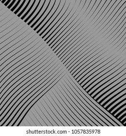 Abstract warped Diagonal Striped Background . Vector curved twisted slanting, waved lines texture