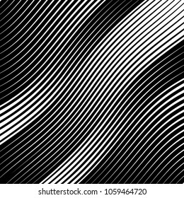 Abstract warped Diagonal Striped Background . Vector curved twisted slanting, waved lines texture