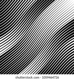 Abstract warped Diagonal Striped Background . Vector curved twisted slanting, waved lines texture