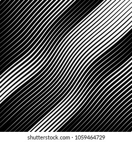 Abstract warped Diagonal Striped Background . Vector curved twisted slanting, waved lines texture