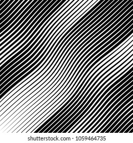 Abstract warped Diagonal Striped Background . Vector curved twisted slanting, waved lines texture