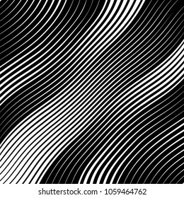 Abstract warped Diagonal Striped Background . Vector curved twisted slanting, waved lines texture