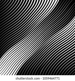 Abstract warped Diagonal Striped Background . Vector curved twisted slanting, waved lines texture