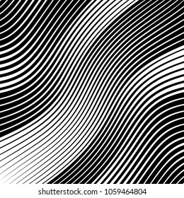 Abstract warped Diagonal Striped Background . Vector curved twisted slanting, waved lines texture