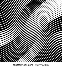 Abstract warped Diagonal Striped Background . Vector curved twisted slanting, waved lines texture