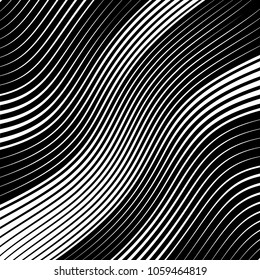 Abstract warped Diagonal Striped Background . Vector curved twisted slanting, waved lines texture