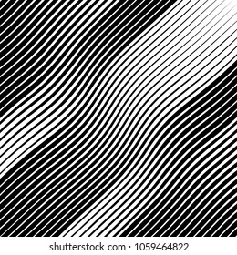Abstract warped Diagonal Striped Background . Vector curved twisted slanting, waved lines texture