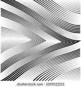 Abstract warped Diagonal Striped Background . Vector curved twisted slanting, waved lines texture
