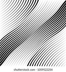 Fondo de rayas diagonales deformadas Abstractas . Vector curvado torcido inclinado, ondulado textura de líneas
