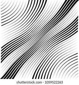 Abstract warped Diagonal Striped Background . Vector curved twisted slanting, waved lines texture
