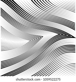 Abstract warped Diagonal Striped Background . Vector curved twisted slanting, waved lines texture
