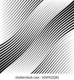 Abstract warped Diagonal Striped Background . Vector curved twisted slanting, waved lines texture
