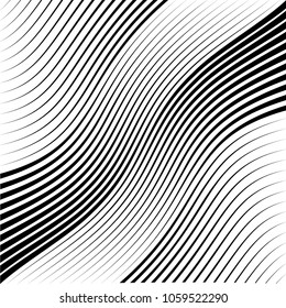 Abstract warped Diagonal Striped Background . Vector curved twisted slanting, waved lines texture
