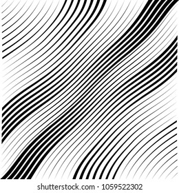 Abstract warped Diagonal Striped Background . Vector curved twisted slanting, waved lines texture
