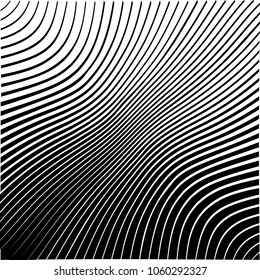 Abstract warped Diagonal Striped Background . Vector curved twisted slanting, waved lines texture
