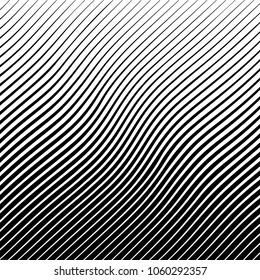 Abstract warped Diagonal Striped Background . Vector curved twisted slanting, waved lines texture
