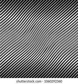 Abstract warped Diagonal Striped Background . Vector curved twisted slanting, waved lines texture
