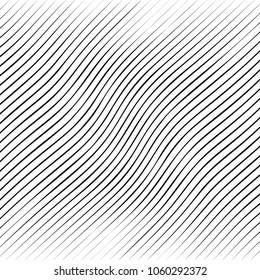 Abstract warped Diagonal Striped Background . Vector curved twisted slanting, waved lines texture
