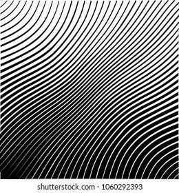 Abstract warped Diagonal Striped Background . Vector curved twisted slanting, waved lines texture
