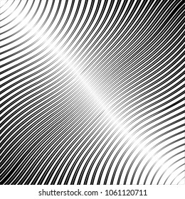 Abstract warped Diagonal Striped Background . Vector curved twisted slanting, waved lines texture