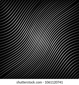 Abstract warped Diagonal Striped Background . Vector curved twisted slanting, waved lines texture