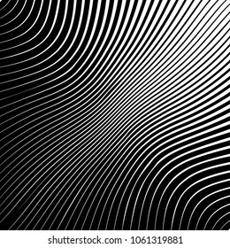 Abstract warped Diagonal Striped Background . Vector curved twisted slanting, waved lines texture