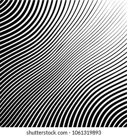 Abstract warped Diagonal Striped Background . Vector curved twisted slanting, waved lines texture