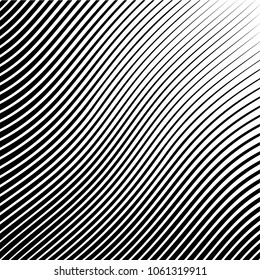 Abstract warped Diagonal Striped Background . Vector curved twisted slanting, waved lines texture