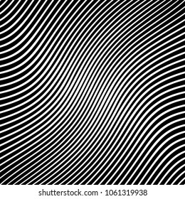 Abstract warped Diagonal Striped Background . Vector curved twisted slanting, waved lines texture