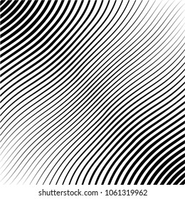 Abstract warped Diagonal Striped Background . Vector curved twisted slanting, waved lines texture