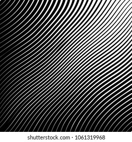 Abstract warped Diagonal Striped Background . Vector curved twisted slanting, waved lines texture