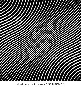 Abstract warped Diagonal Striped Background . Vector curved twisted slanting, waved lines texture