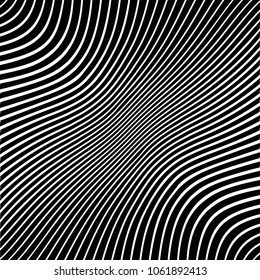 Abstract warped Diagonal Striped Background . Vector curved twisted slanting, waved lines texture