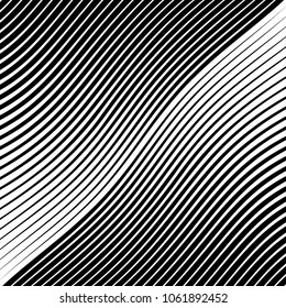 Abstract warped Diagonal Striped Background . Vector curved twisted slanting, waved lines texture