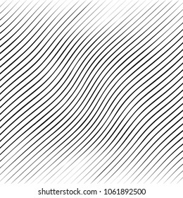 Abstract warped Diagonal Striped Background . Vector curved twisted slanting, waved lines texture