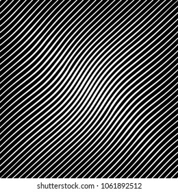 Abstract warped Diagonal Striped Background . Vector curved twisted slanting, waved lines texture