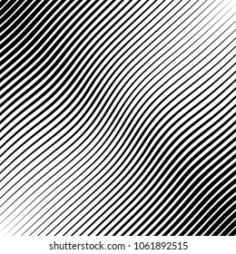Abstract warped Diagonal Striped Background . Vector curved twisted slanting, waved lines texture