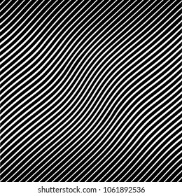 Abstract warped Diagonal Striped Background . Vector curved twisted slanting, waved lines texture
