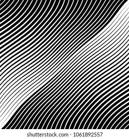Abstract warped Diagonal Striped Background . Vector curved twisted slanting, waved lines texture
