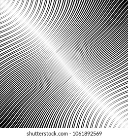 Abstract warped Diagonal Striped Background . Vector curved twisted slanting, waved lines texture