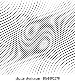 Abstract warped Diagonal Striped Background . Vector curved twisted slanting, waved lines texture
