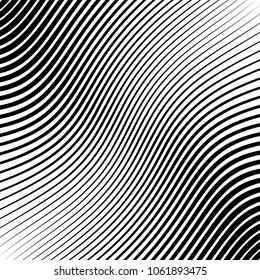 Abstract warped Diagonal Striped Background . Vector curved twisted slanting, waved lines texture
