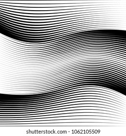 Abstract warped Diagonal Striped Background . Vector curved twisted slanting, waved lines texture