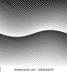 Abstract warped Diagonal Striped Background . Vector curved twisted slanting, waved lines texture